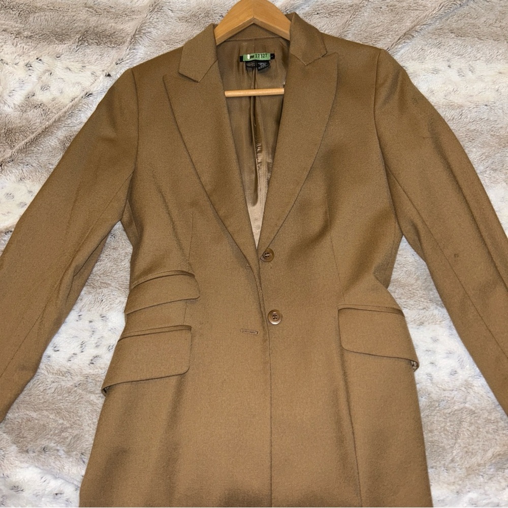 Zara Camel Brown Wool Trench Coat, Size 6